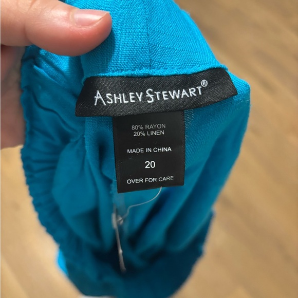 Bright Blue Wide-Leg Pants Ashley Stewart NWT size 20 rayon linen - Picture 4 of 4